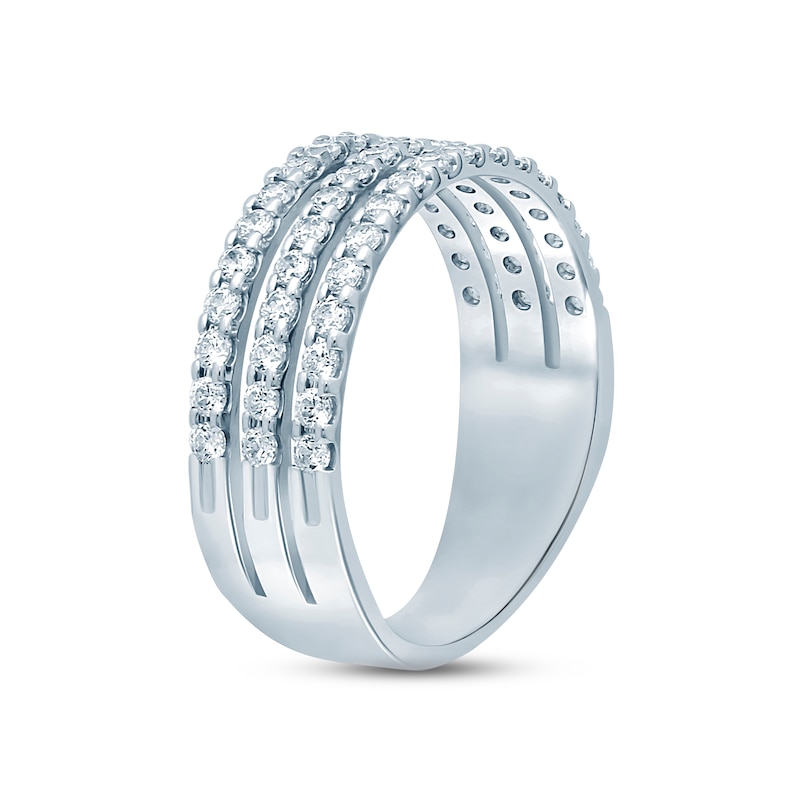 Diamond Anniversary Ring 3/4 ct tw Round-cut White Gold Plated