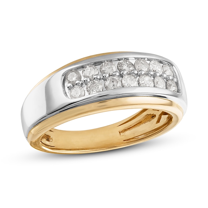 Men's Diamond Wedding Band 3/4 ct tw Round-cut Two-Tone Gold Plated
