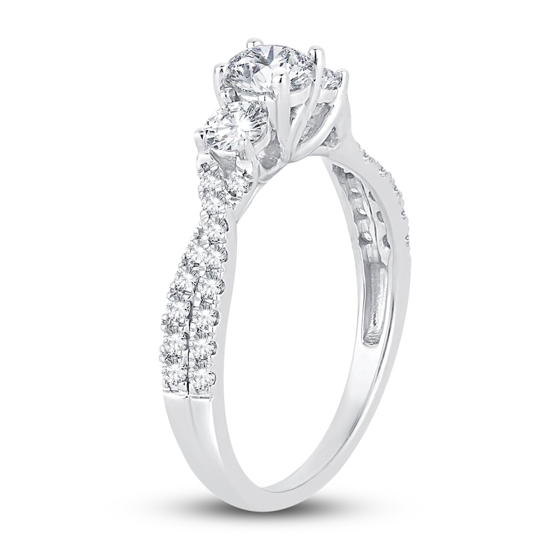 Three-Stone Diamond Engagement Ring 1 ct tw Round-Cut White Gold Plated