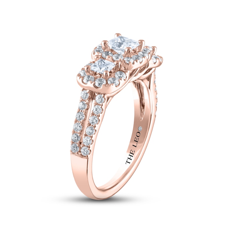THE LEO Diamond Three-Stone Engagement Ring 1-1/3 ct tw Princess & Round-cut Rose Gold Plated