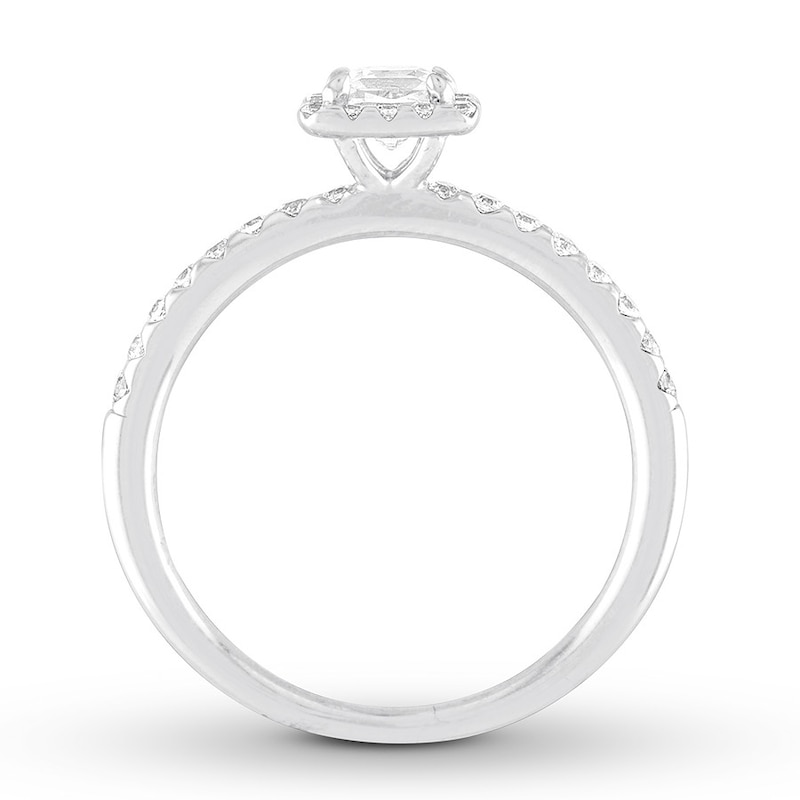 Diamond Engagement Ring 5/8 ct tw Princess & Round White Gold Plated