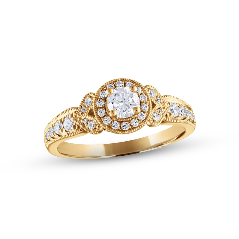 Diamond Engagement Ring 5/8 ct tw Round-cut Yellow Gold Plated
