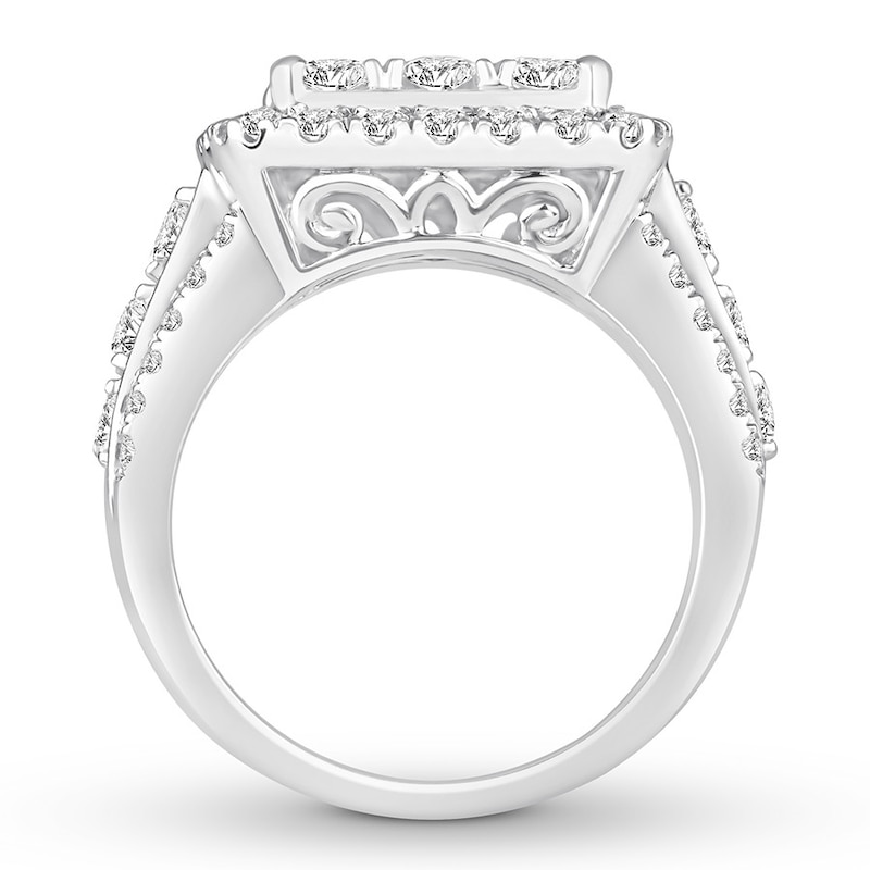 Diamond Engagement Ring 3-1/2 ct tw Round-cut White Gold Plated
