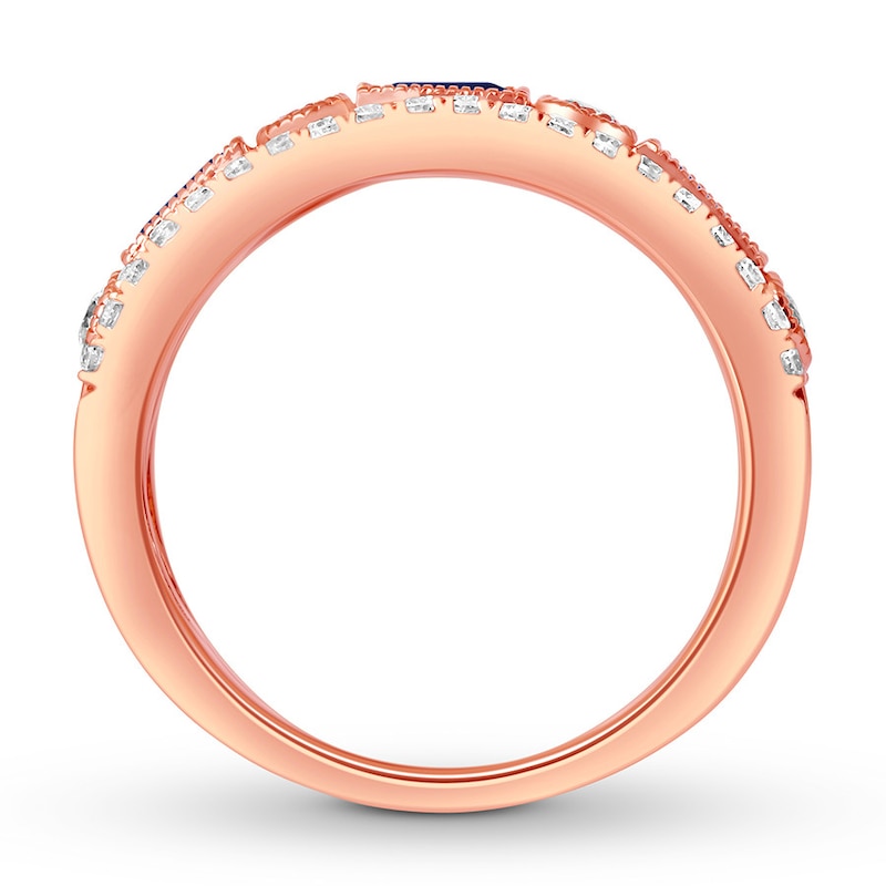 Sapphire Anniversary Band 1/2 ct tw Diamonds Rose Gold Plated