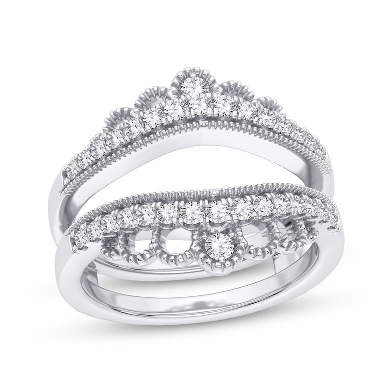 Diamond Vintage Style Enhancer Ring 3/8 ct tw Round-cut White Gold Plated