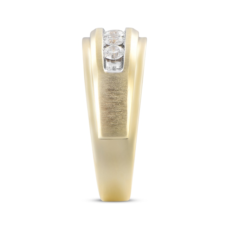 Men's Diamond Five-Stone Brushed Wedding Band 1/2 ct tw Yellow Gold Plated