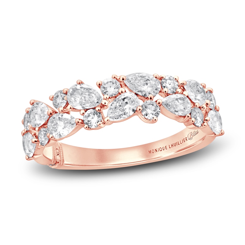 Monique Lhuillier Bliss Diamond Wedding Band 1-1/4 ct tw Pear & Round-cut Rose Gold Plated