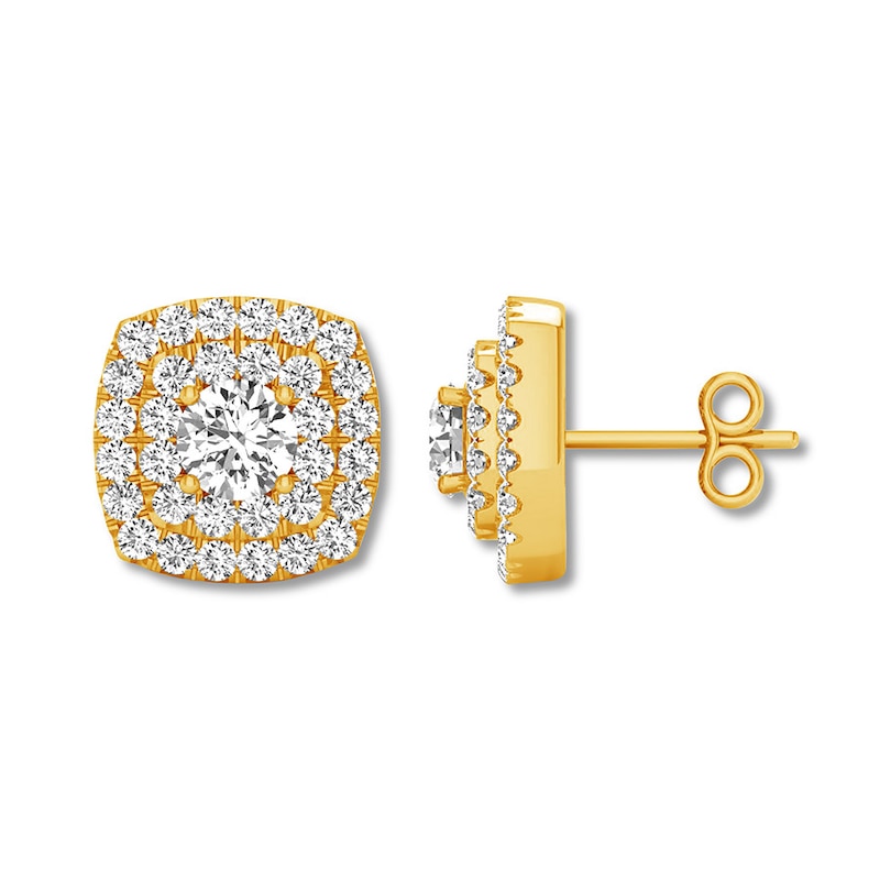 Diamond Earrings 1 ct tw Round-cut Yellow Gold Plated