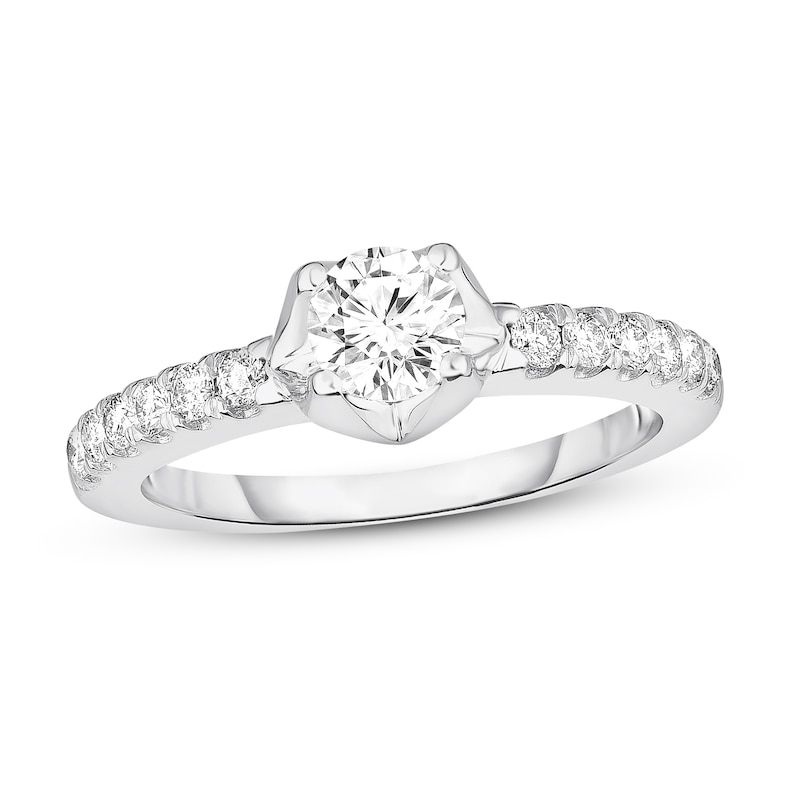 Diamond Engagement Ring 3/4 ct tw Round-cut White Gold Plated