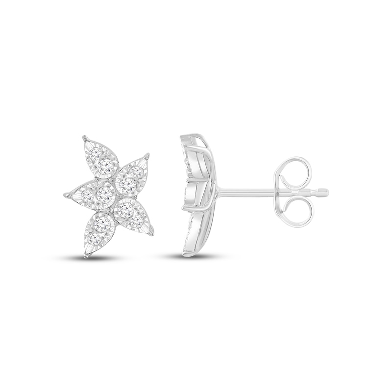 Diamond Pear Cluster Earrings 1/2 ct tw Round-cut White Gold Plated