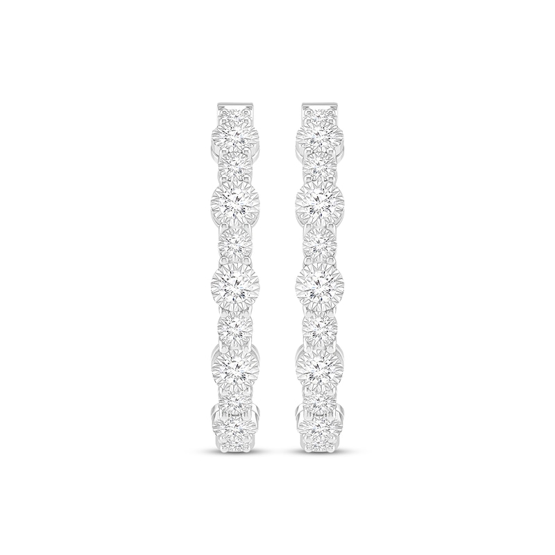 Diamond Hoop Earrings 1/4 ct tw White Gold Plated