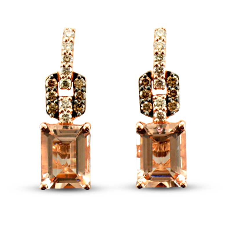 Le Vian Morganite Earrings 1/2 ct tw Diamonds Strawberry Gold Plated