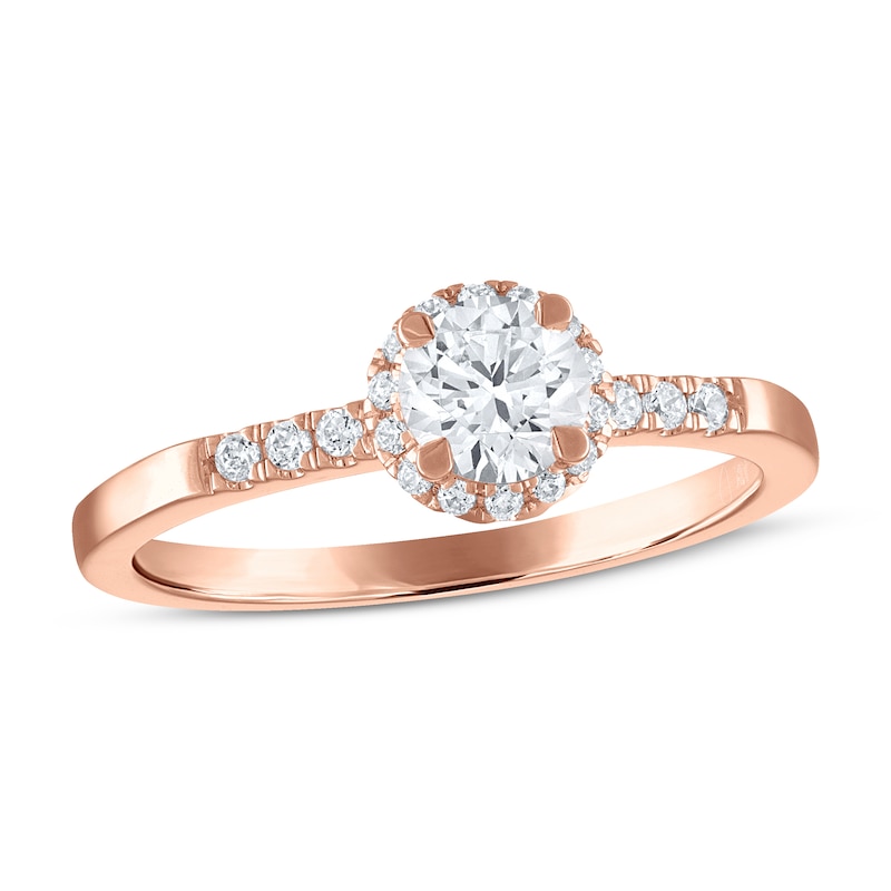 Diamond Engagement Ring 5/8 ct tw Round-cut Rose Gold Plated