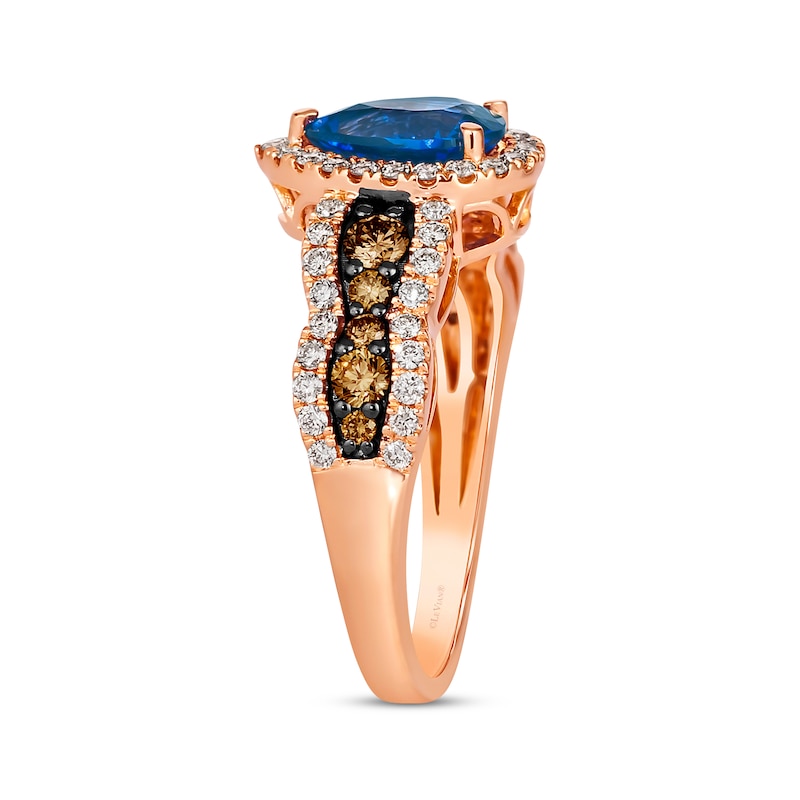 Le Vian Chocolate Waterfall Pear-Cut Sapphire Ring 3/4 ct tw Diamonds Strawberry Gold Plated