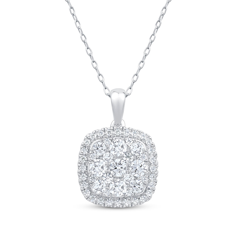 Diamond Necklace 1 ct tw White Gold Plated 18"