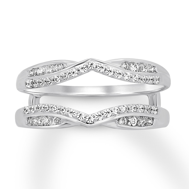 Diamond Enhancer Ring 1/3 ct tw Round-cut White Gold Plated