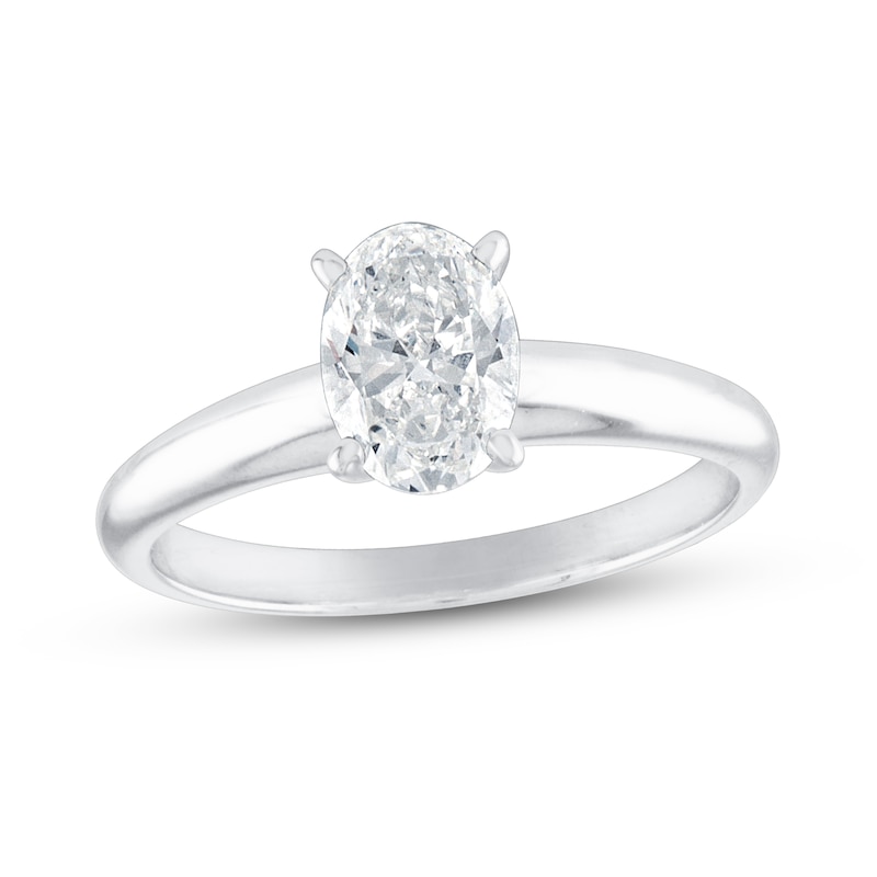 Diamond Solitaire Engagement Ring 1 ct tw Oval-Cut White Gold Plated