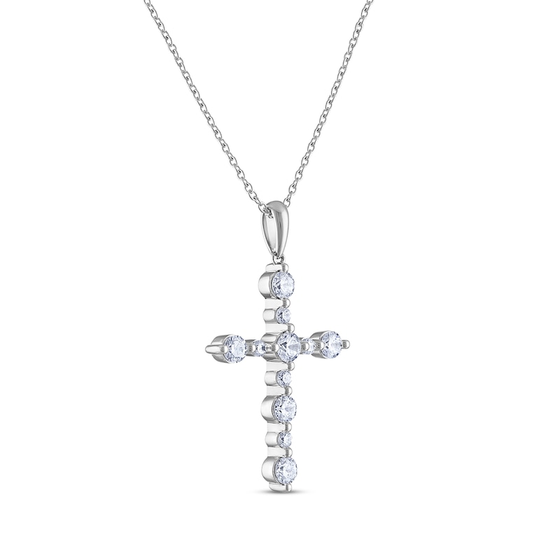 THE LEO Diamond Cross Necklace 1 ct tw White Gold Plated 19"