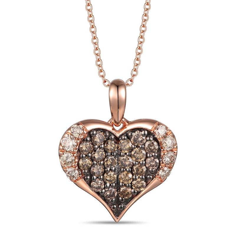 Le Vian Diamond Heart Necklace 3/8 ct tw Strawberry Gold Plated