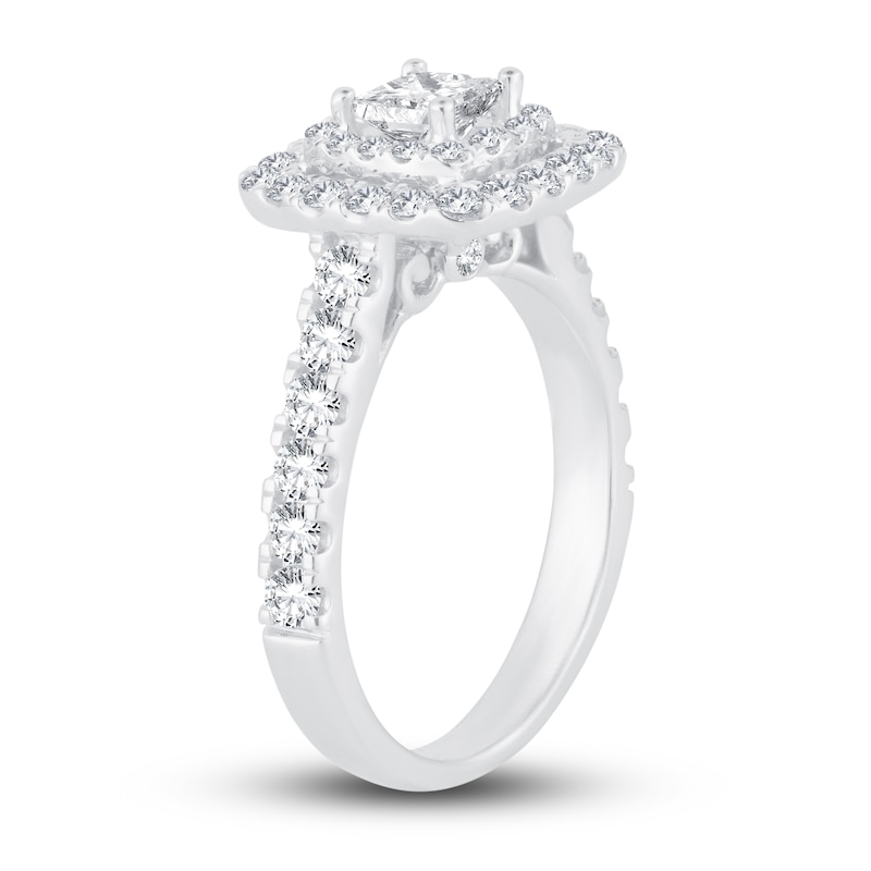 Multi-Diamond Engagement Ring 1-1/2 ct tw Princess & Round-Cut White Gold Plated
