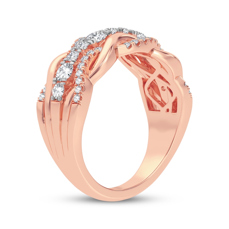 Round-Cut Diamond Multi-Row Twist Anniversary Band 1/2 ct tw Rose Gold Plated