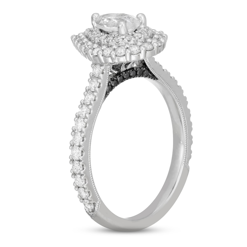 Neil Lane White & Black Diamond Engagement Ring 1-1/4 ct tw Pear & Round-cut White Gold Plated