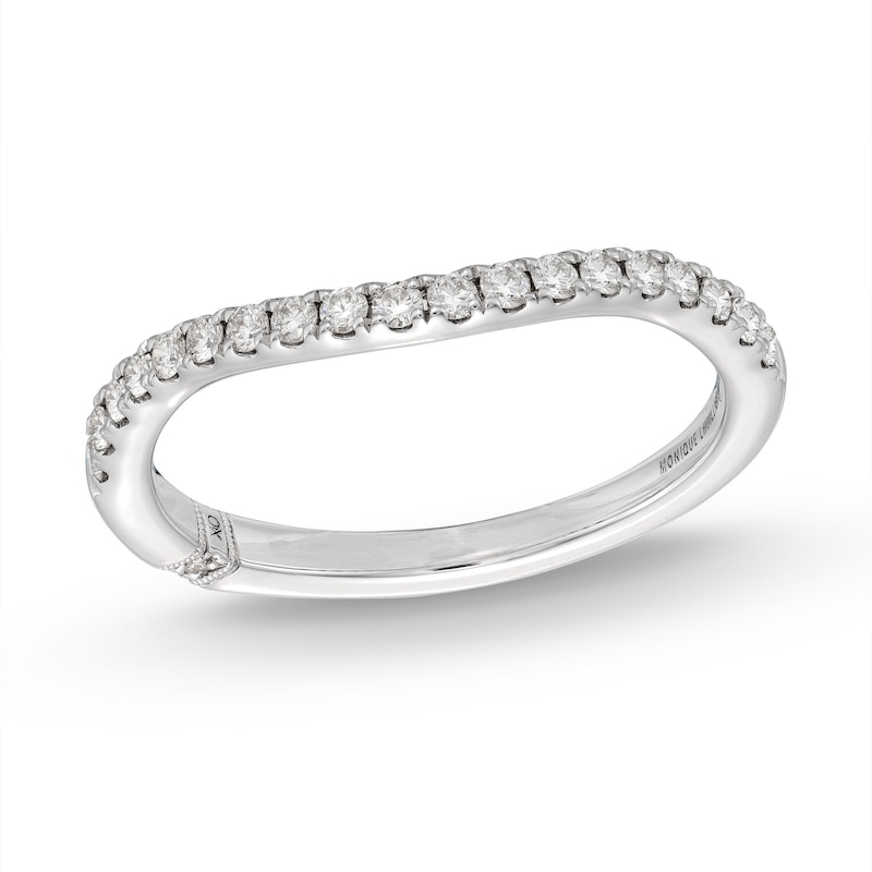 Monique Lhuillier Bliss Diamond Contour Wedding Band 1/4 ct tw Round-cut White Gold Plated
