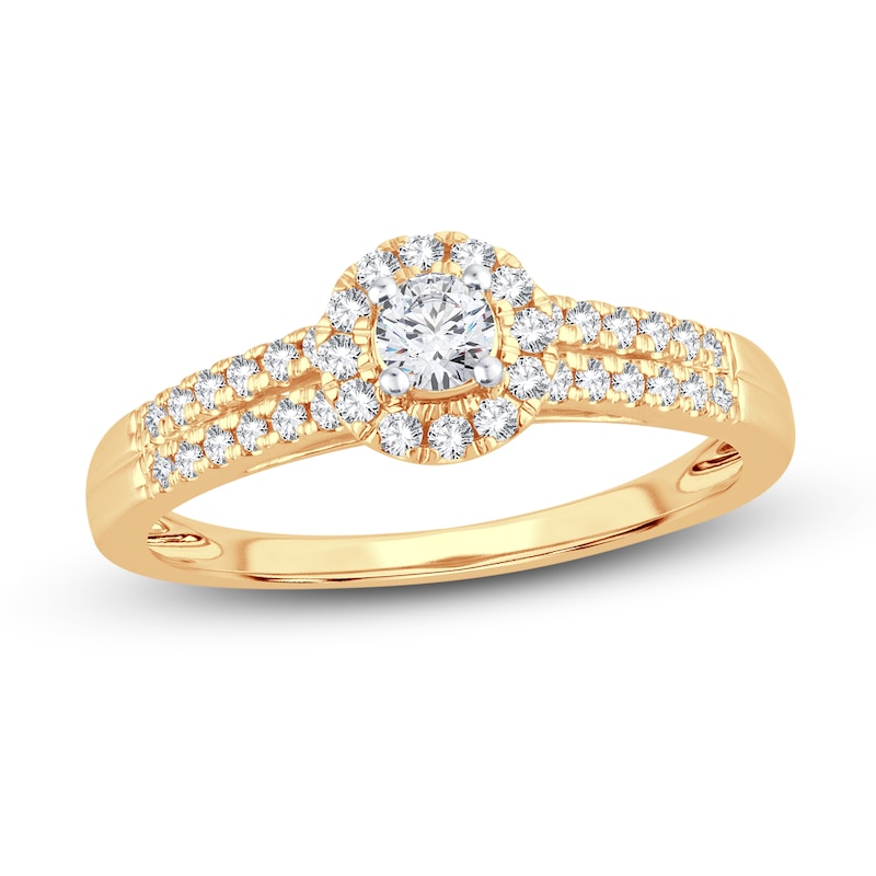 Diamond Engagement Ring 3/8 ct tw Round-cut Yellow Gold Plated