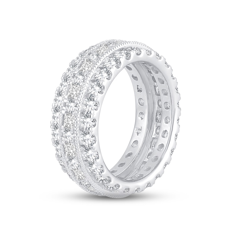 Diamond Eternity Anniversary Ring 4 ct tw Round & Princess-cut White Gold Plated