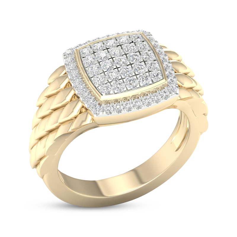 Multi-Diamond Center Cushion Scale Ring 1/2 ct tw Round-cut Yellow Gold Plated