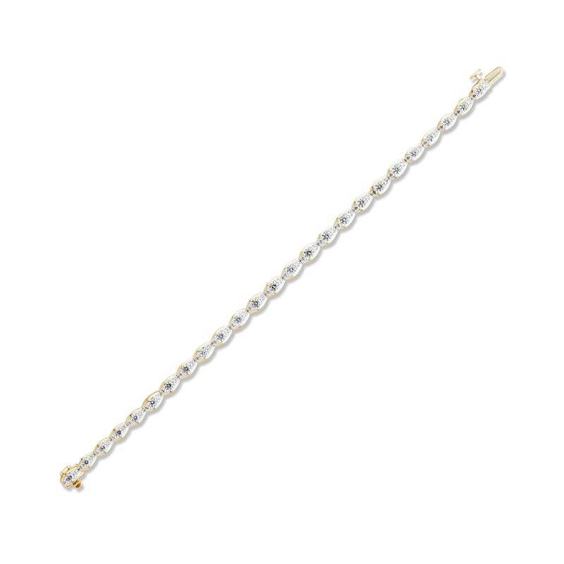 Diamond Oval Link Bracelet 3 ct tw Yellow Gold Plated 7.25"