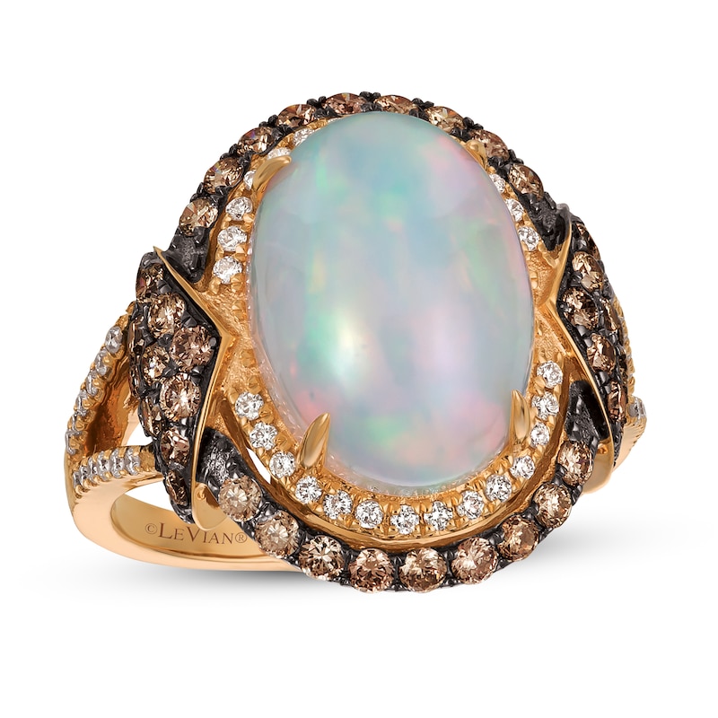 Le Vian Chocolatier Opal Ring 1-1/6 ct tw Diamonds Strawberry Gold Plated - Size 7