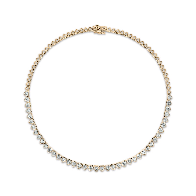 Diamond Heart Choker Necklace 4 ct tw Yellow Gold Plated 16"