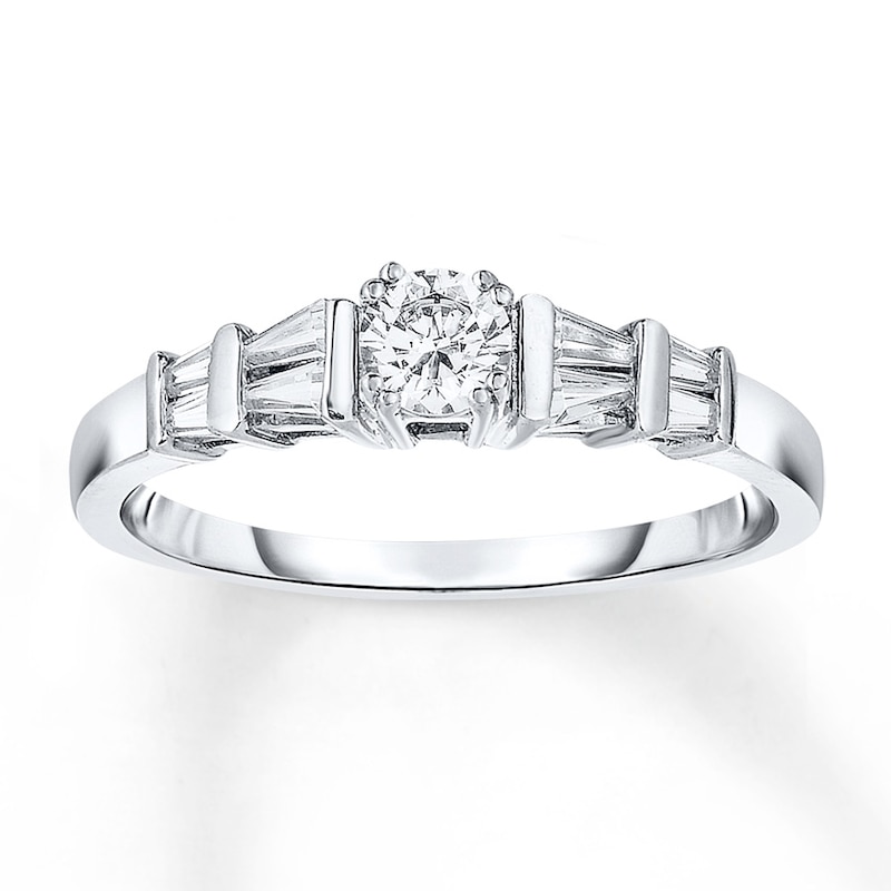 Diamond Engagement Ring 1/3 ct tw White Gold Plated
