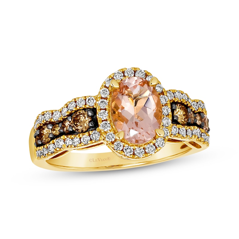Le Vian Chocolate Waterfall Morganite Ring 3/4 ct tw Diamonds Honey Gold Plated