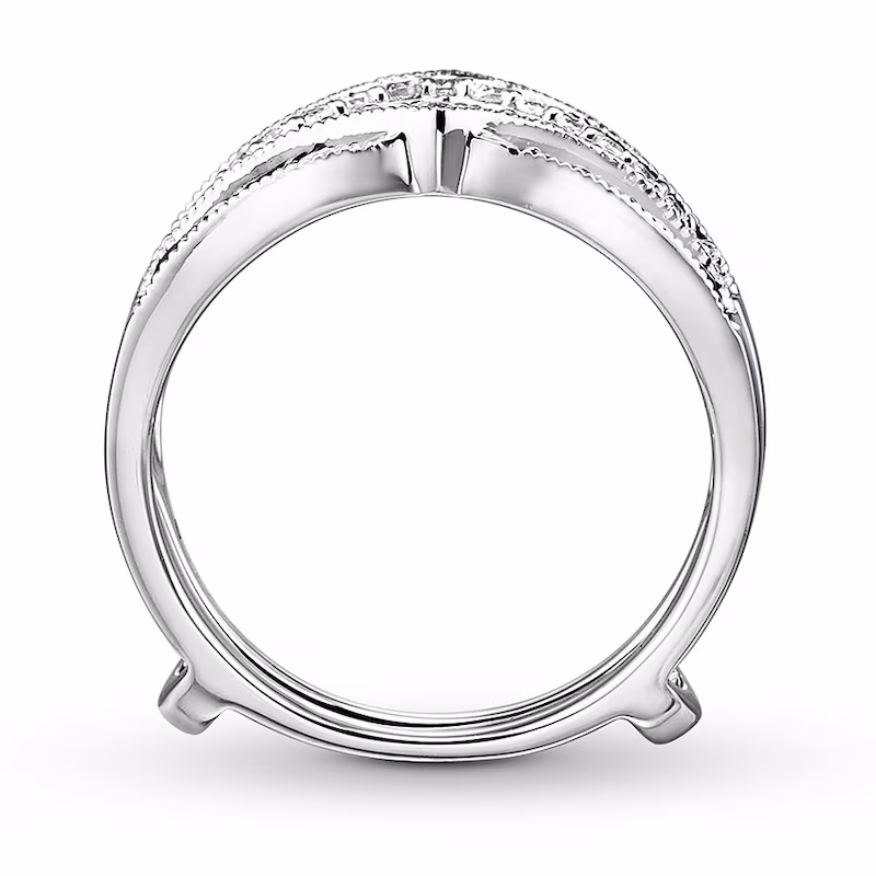 Natural Sapphire Enhancer Ring 1/5 ct tw Diamonds 14K White Gold