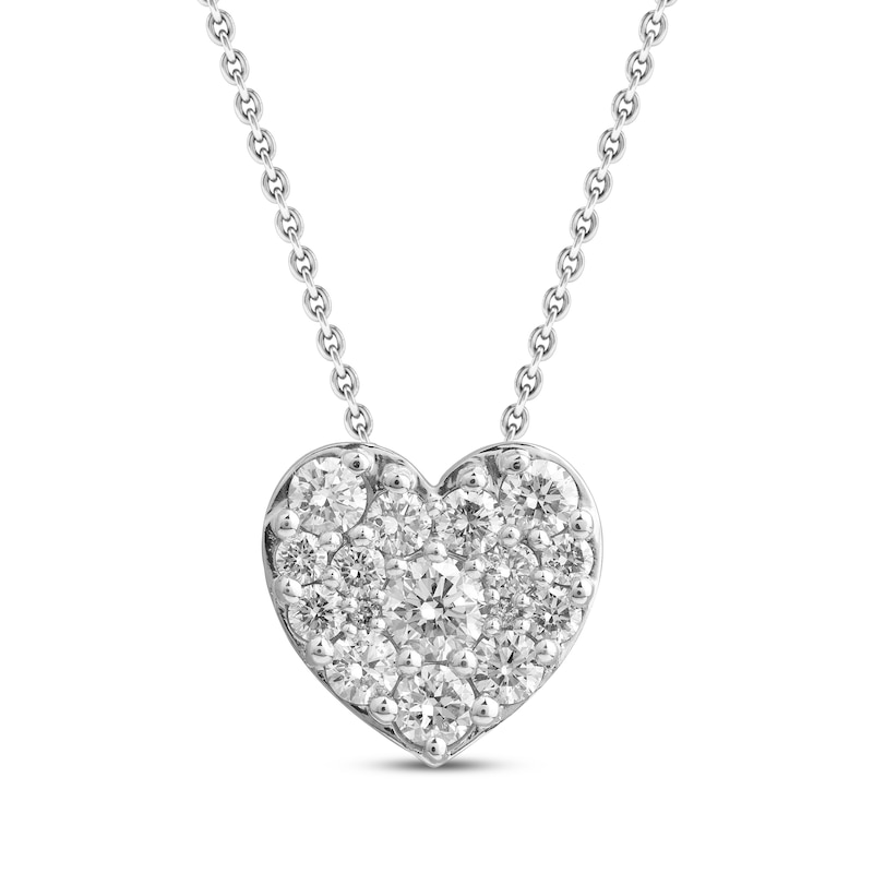 Lab-Created Diamonds by Heart Necklace 1 ct tw White Gold Plated 18"