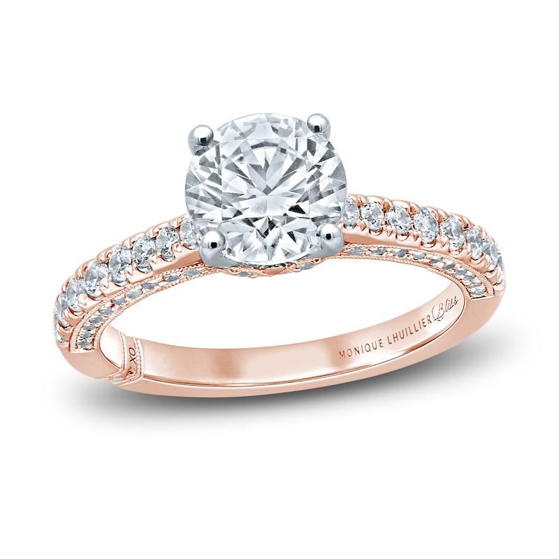 Monique Lhuillier Bliss Diamond Engagement Ring 1-7/8 ct tw Round-cut Two-Tone Gold Plated