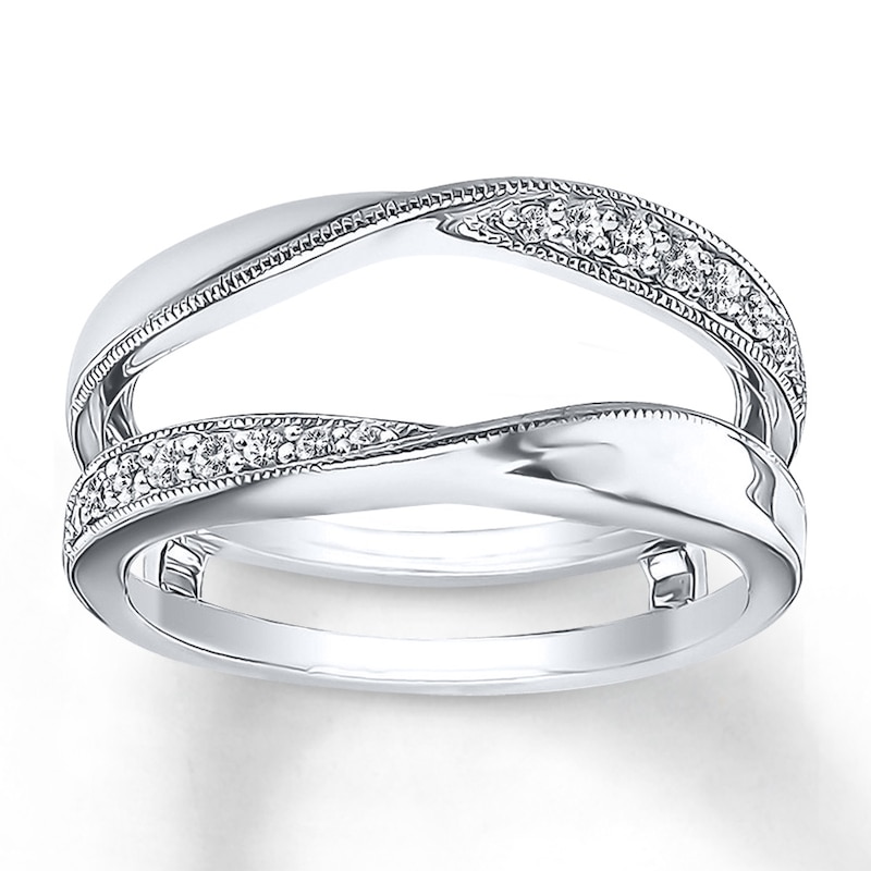 Enhancer Ring 1/5 ct tw Diamonds White Gold Plated