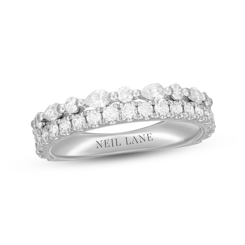 Neil Lane Diamond Anniversary Band 1 ct tw Round & Pear-Shaped White Gold Plated