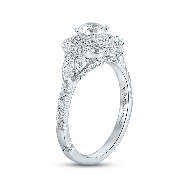 Monique Lhuillier Bliss Diamond Engagement Ring 1-5/8 ct tw Round, Pear, Marquise-cut White Gold Plated
