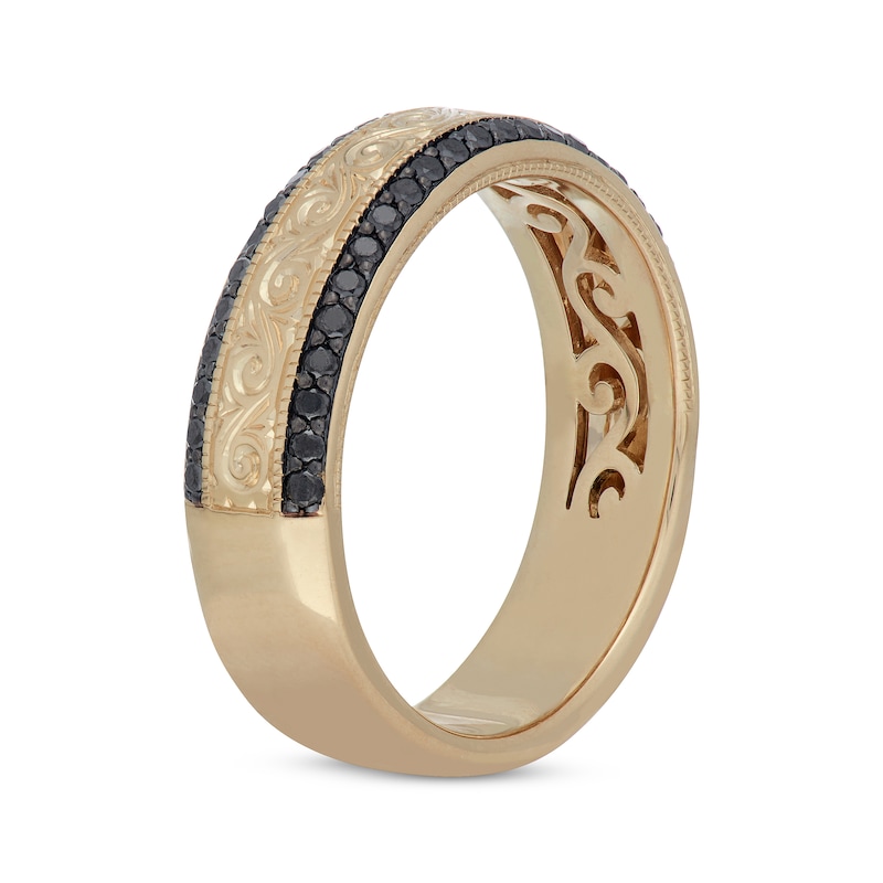 Neil Lane Men's Black Diamond Wedding Band 1/2 ct tw Round-Cut Yellow Gold Plated