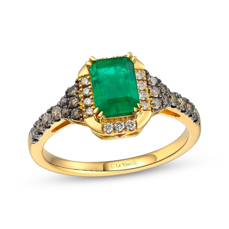 Le Vian Emerald & Diamond Ring 1/3 ct tw Honey Gold Plated