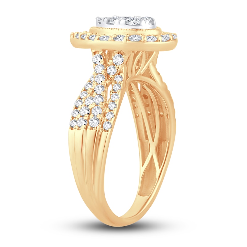 Multi-Diamond Engagement Ring 1 ct tw Round-cut Yellow Gold Plated