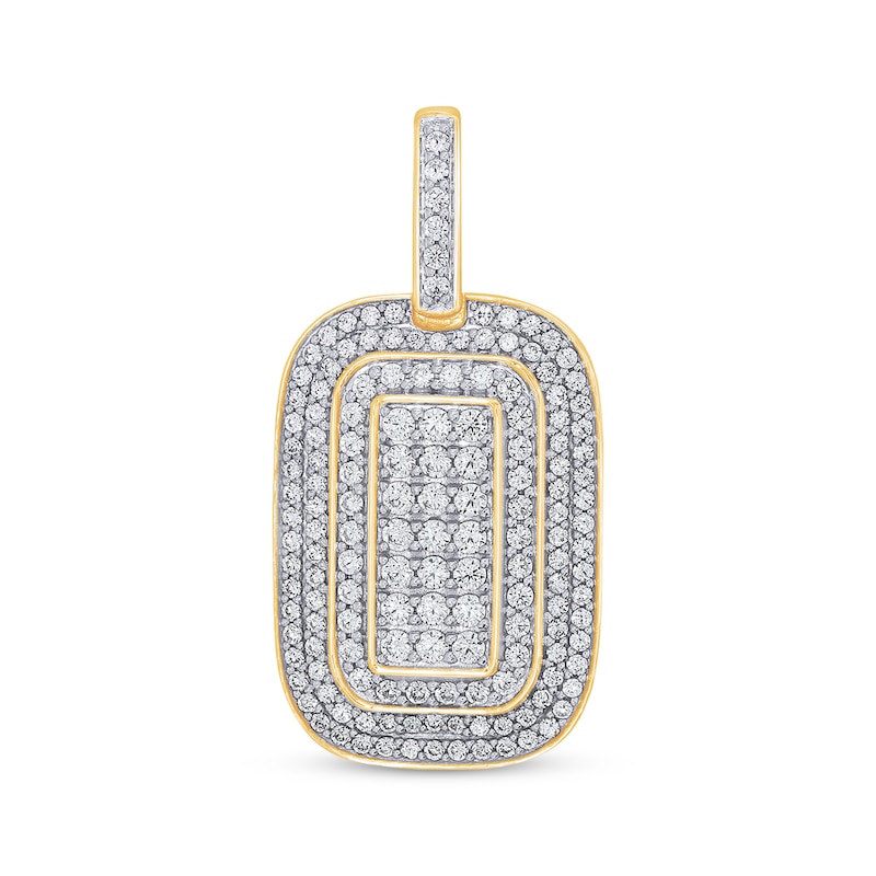 Men's Diamond Dog Tag Charm 1-1/2 ct tw Yellow Gold Plated