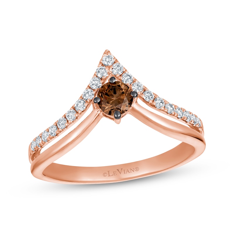 Le Vian Chocolate Diamond Ring 3/8 ct tw Strawberry Gold Plated