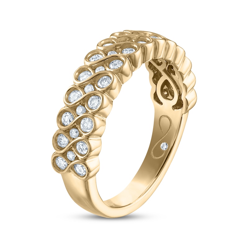 Every Moment Diamond Stacked Infinity Band 1/2 ct tw Yellow Gold Plated