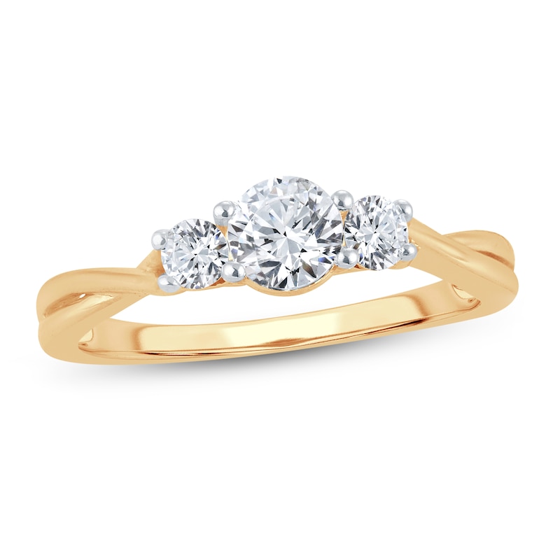 3-Stone Diamond Engagement Ring 3/4 ct tw Round-cut Yellow Gold Plated
