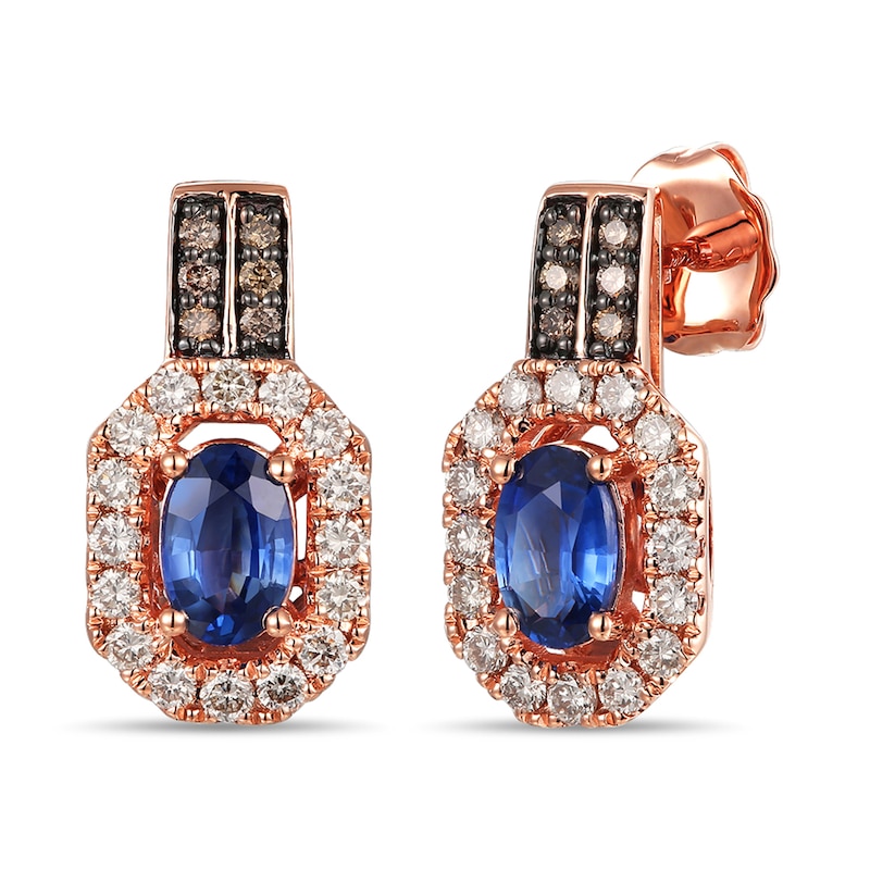 Le Vian Sapphire Earrings 1/2 ct tw Diamonds Strawberry Gold Plated