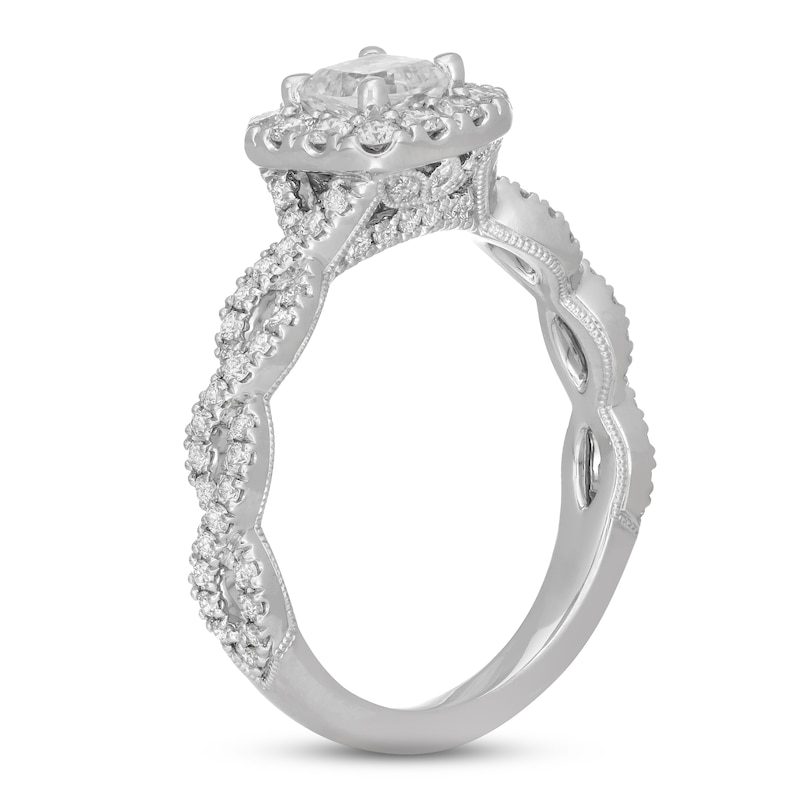 Neil Lane Diamond Engagement Ring 1-1/6 ct tw Cushion & Round-cut White Gold Plated